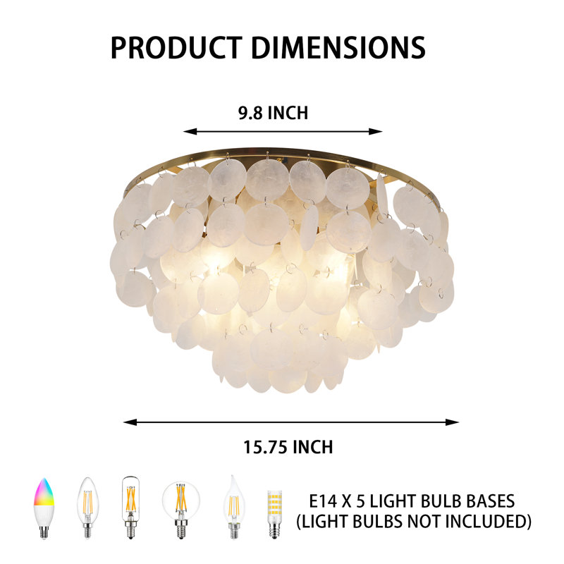5-light Dimmable Shell Flush Mount