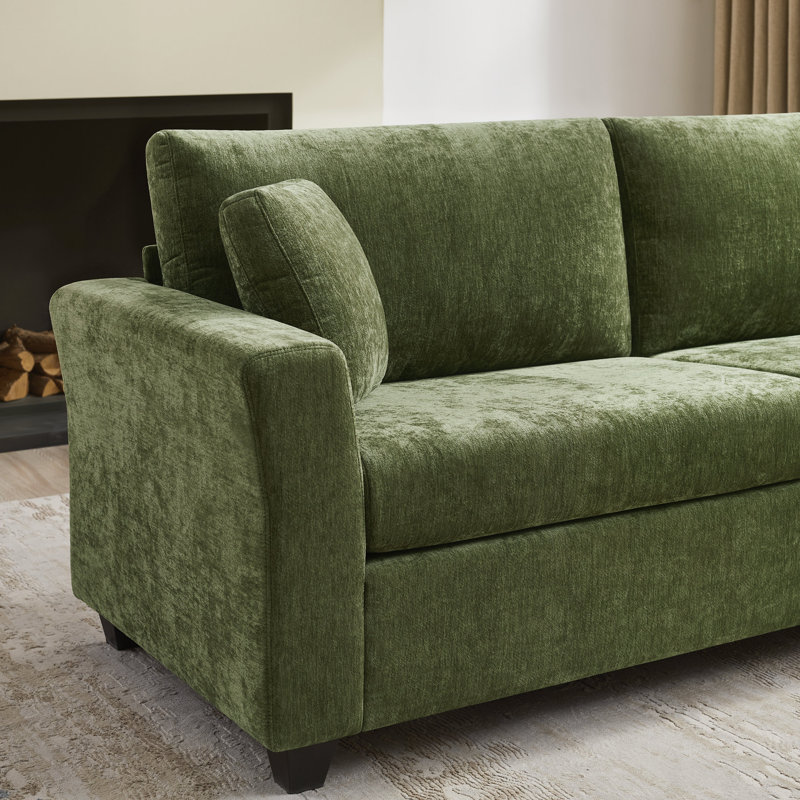 84.65'' Modern Upholstered Sofa, Green, 33.86" H x 84.65" W x 31.5" D