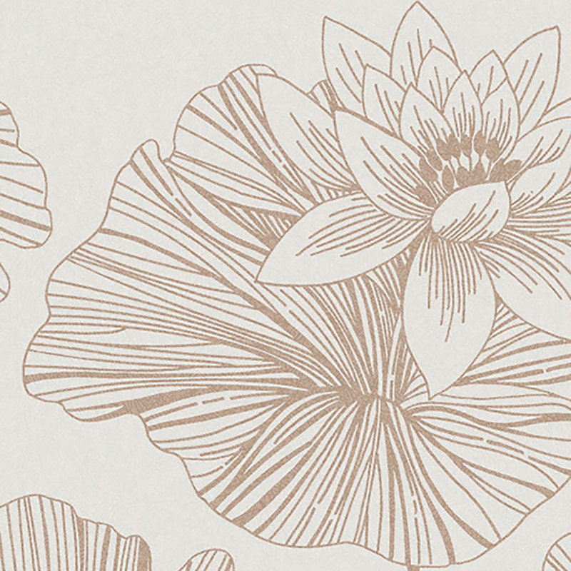 Lotus Floral Metallic Wallpaper Double Roll, Cream