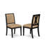 L'ensemble de table de cuisine 5 pièces se compose d'une table de salle à manger et de 4 chaises de salle à manger en tissu de polyester beige avec dossier haut - fini noir sablé-236690549-236690551-236690504