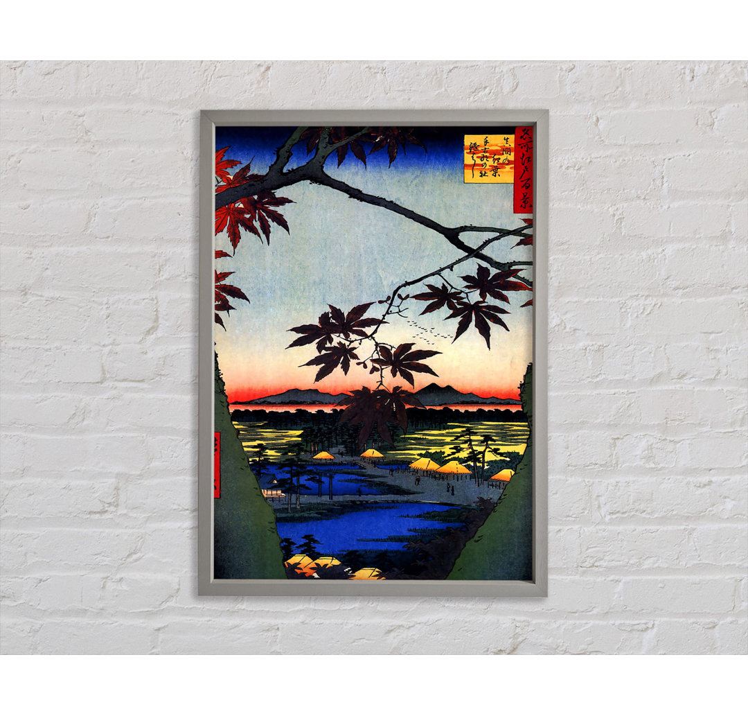 Hiroshige Ahornbäume bei Mama - Einzelner Bilderrahmen Kunstdrucke auf Leinwand