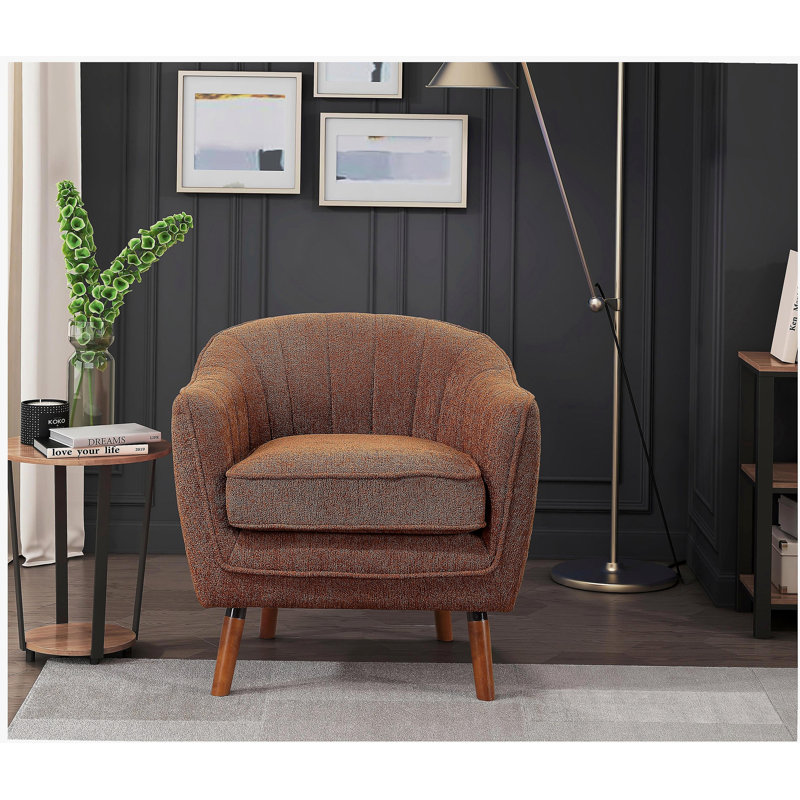 Chaise d'appoint Mid-Century Modern, Rouille, Naturel
