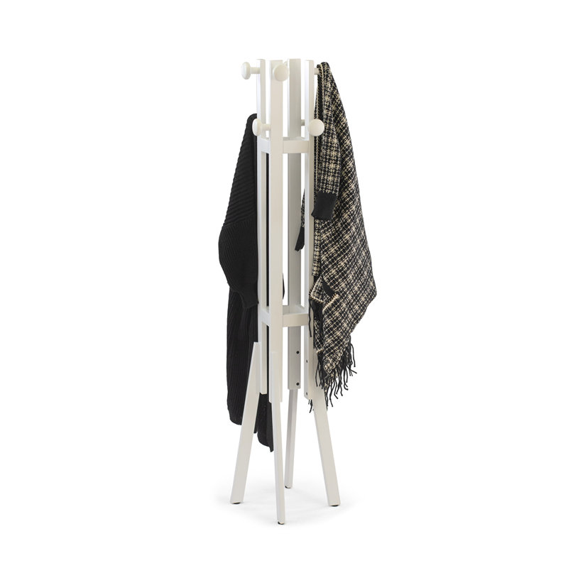 Rowlett Solid Wood Freestanding 8 - Hook Coat Rack, White