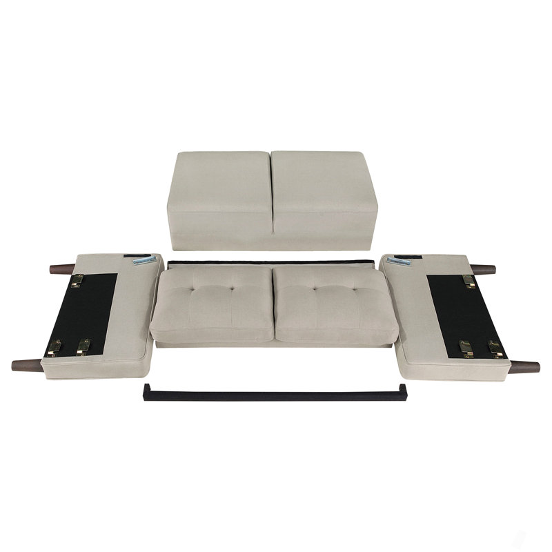 Causeuse capitonnée beige, Noir