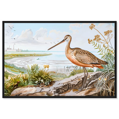River Bank Bird Landscape Art Canvas Print by Art Remedy