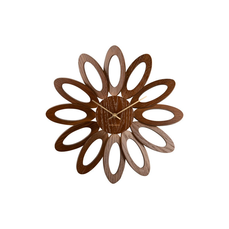 40cm Wall Clock, Dark Wood/Gold