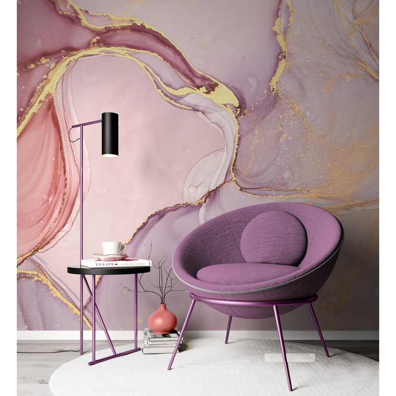 Papier peint amovible en marbre rose, L 9 po x l 15 po