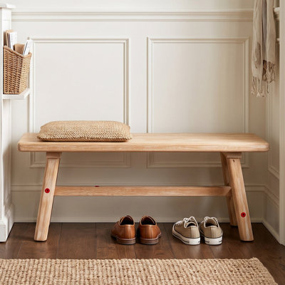 39-inch Solid Wood Bench, Rustic Storage Bench for Indoor Use, Natural Finish