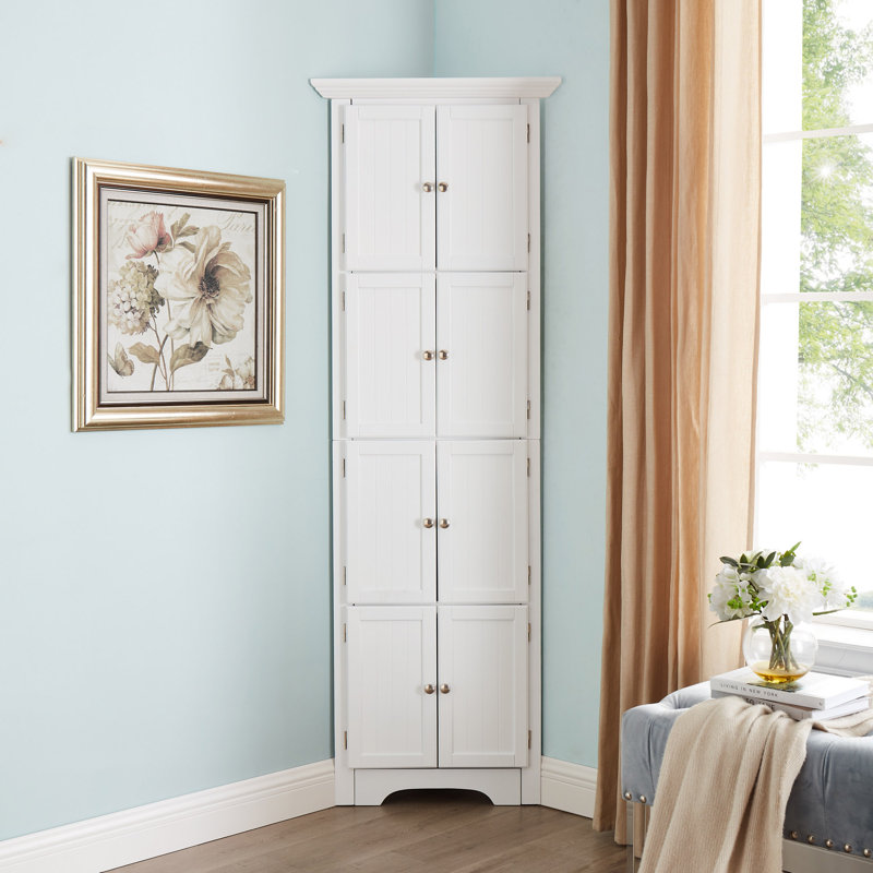 Solid Wood Freestanding Bathroom Cabinet, White