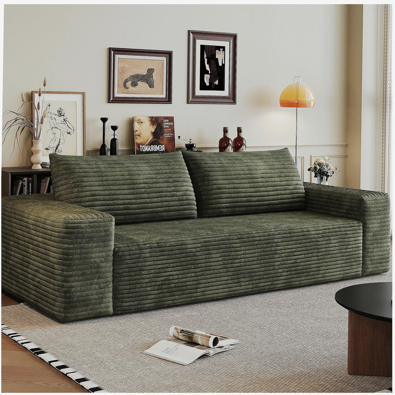 Canapé 71 po 71 po, tissu velours côtelé, sièges profonds, canapé causeuse confortable, sans assemblage, 1 pièce pour salon, chambre à coucher, salle de conférence, appartement, vert