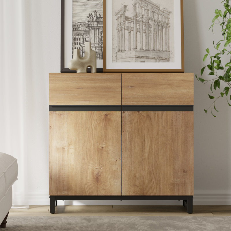 Crédence de rangement l 31,5 po Aadam, Chêne