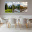 Ensemble de 3 tableaux sur toile tendue représentant un paysage de montagne, de rivière et de forêt-243843331