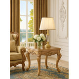 Luxury Traditional End Table In Gold Finish