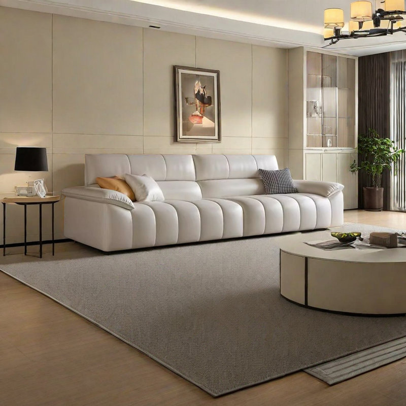 Canapé en cuir, H 34,64 po x l 125,98 po x P 37,4 po