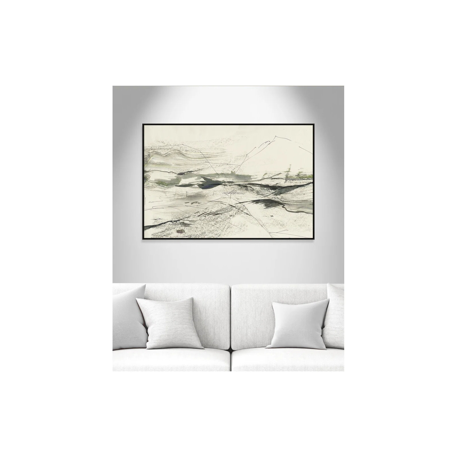 Green Sketches by PI Studio, No Mat, Espresso Floater Framed, 41.5" H x 61.5" W x 2" D