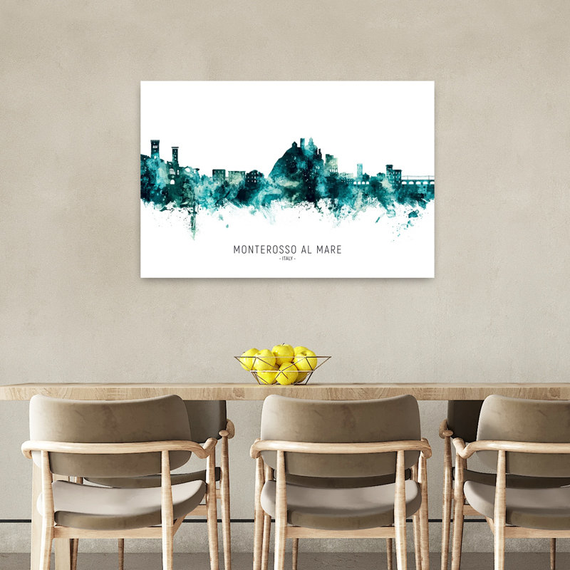 Monterosso, Italie, horizon, architecture abstraite, ville, art mural, H 24 po x l 36 po