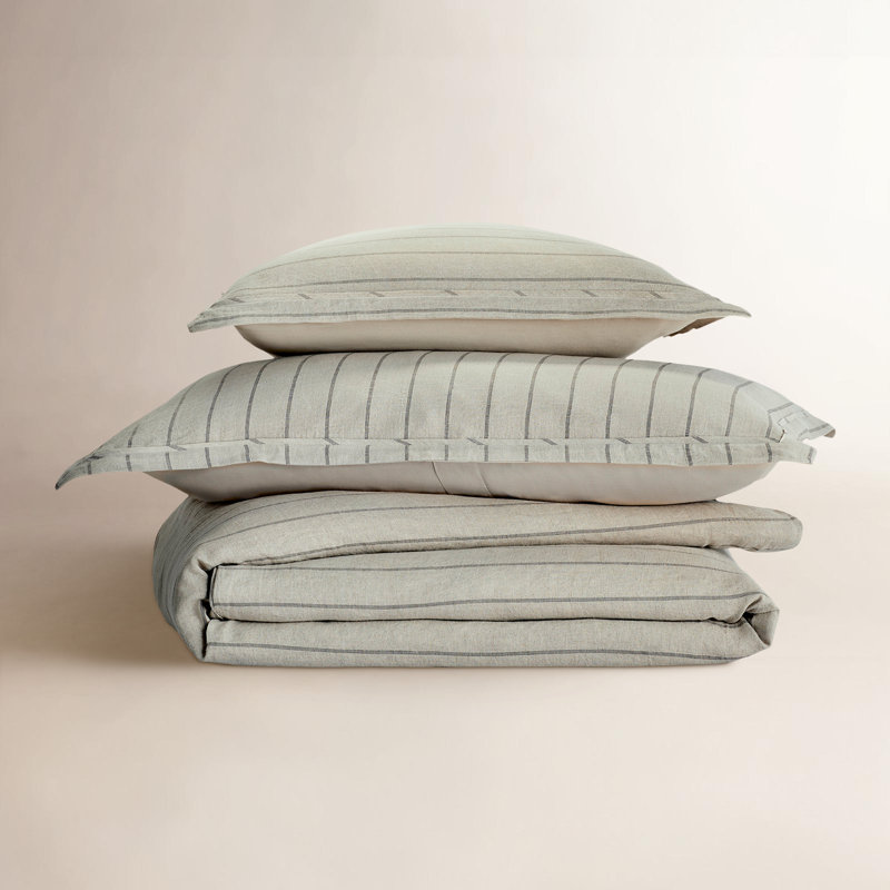 Eberly Striped Linen Duvet Cover, Natural, Queen Duvet Cover