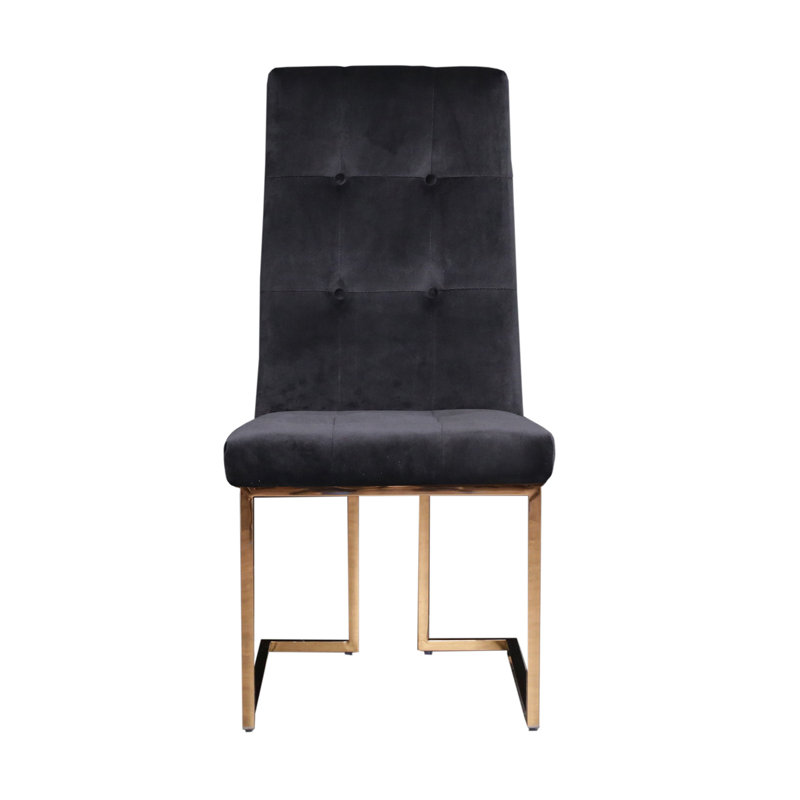 Chaise d'appoint en velours touffeté Jolle, Noir, Or