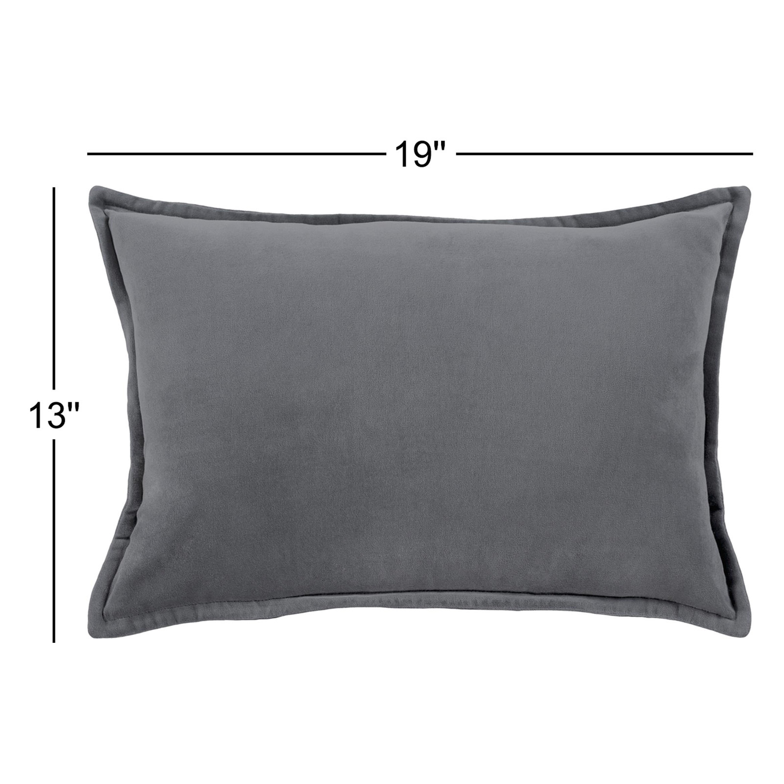 Norwin Cotton Pillow Cover, Down, Rectangle 13"H x 19"W, Gray