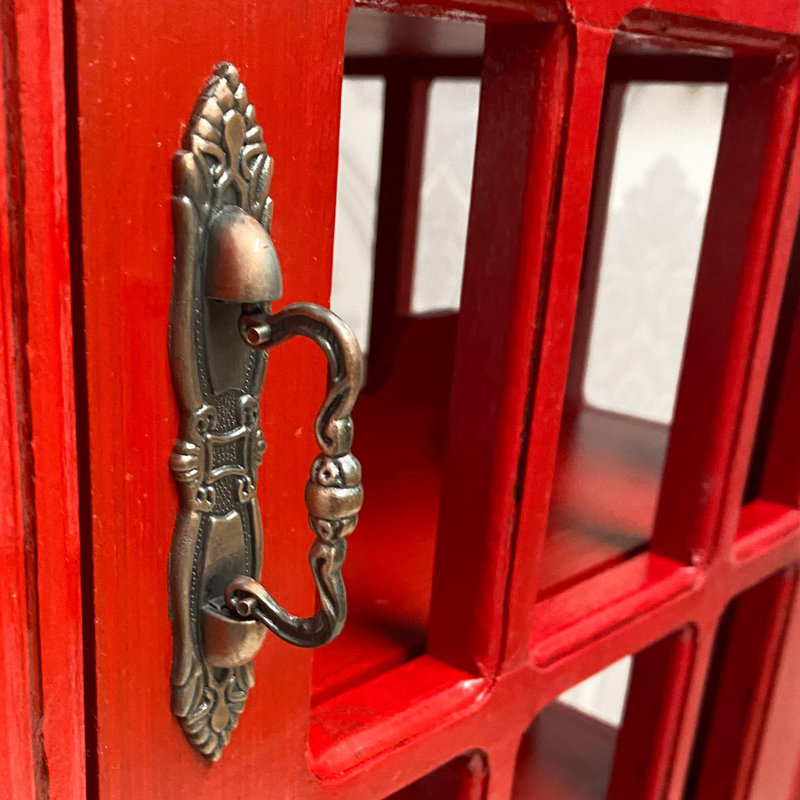 Farmington Solid Wood 28 Bottle Telephone Box Wine Cabinet - Hand Painted Red Freestanding Floor Wine Rack