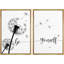 «Be Yourself - pissenlit noir et blanc, tableau mural botanique, décor moderne et minimaliste», 2 pièces-98554206-98554207