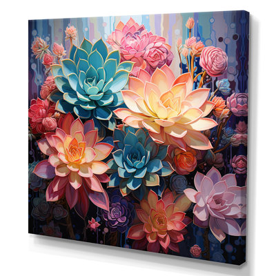 " Pink Succulent Pink Serenade I " Mixed Media and Color Photography Print