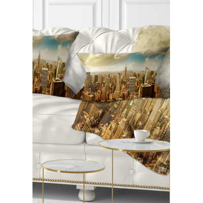Cityscape Midtown and Downtown Manhattan Lumbar Pillow