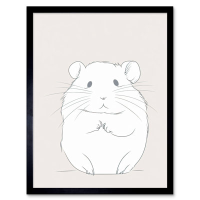 Cute Hamster Portrait Simple - Single Picture Frame Print