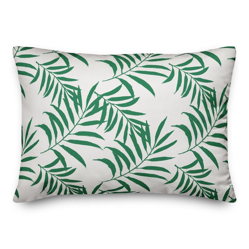  Coussin décoratif floral intérieur / extérieur en polyester, Vert, H 18 po x l 25 po