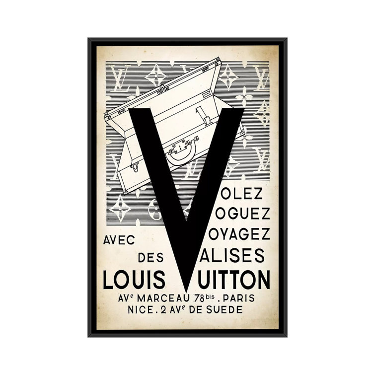 LV Valise by PatentPrintStore - Gallery Wall Print on Canvas East Urban Home Size: 26 H x 18 W x 1.5 D, Format: Black Framed Canvas, Mat Color: No