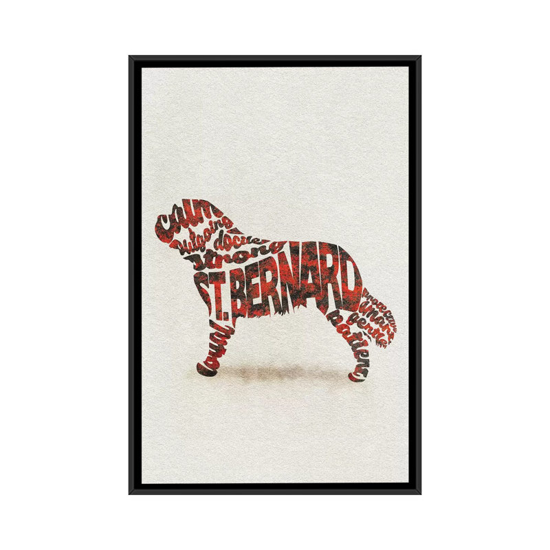 « st. bernard » par ayse deniz akerman, impression sur toile tendue, H 26 po x l 18 po x P 1,5 po, Toile avec cadre noir