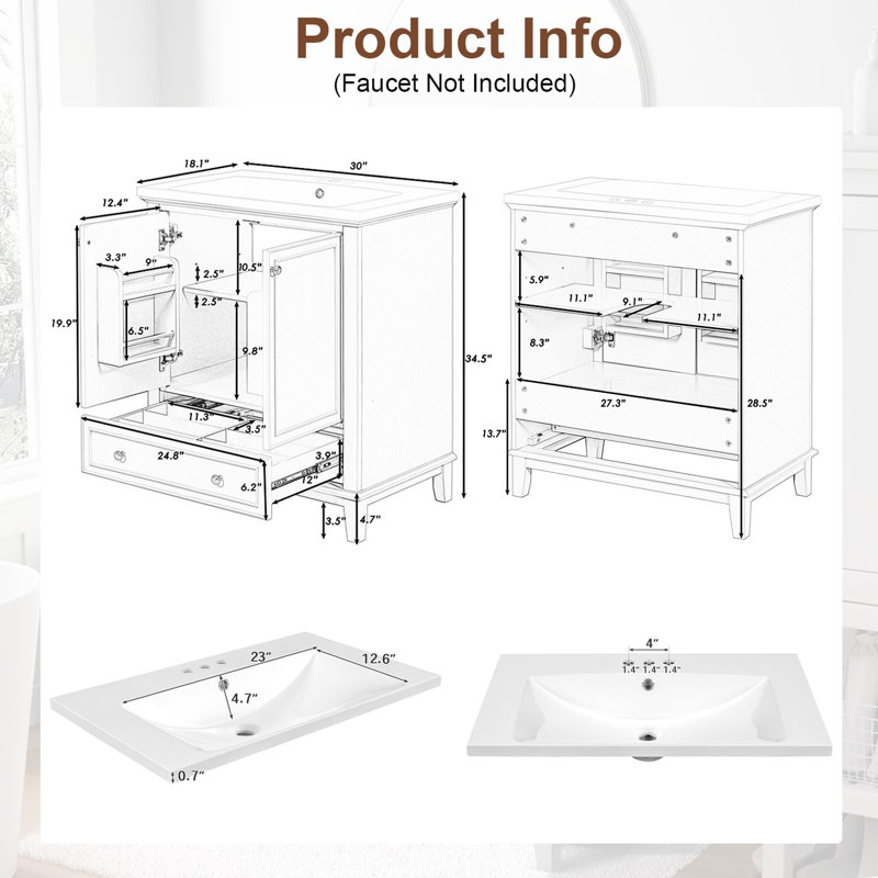 Bathroom Vanity With Ceramic Sink Combo, Green / Silver