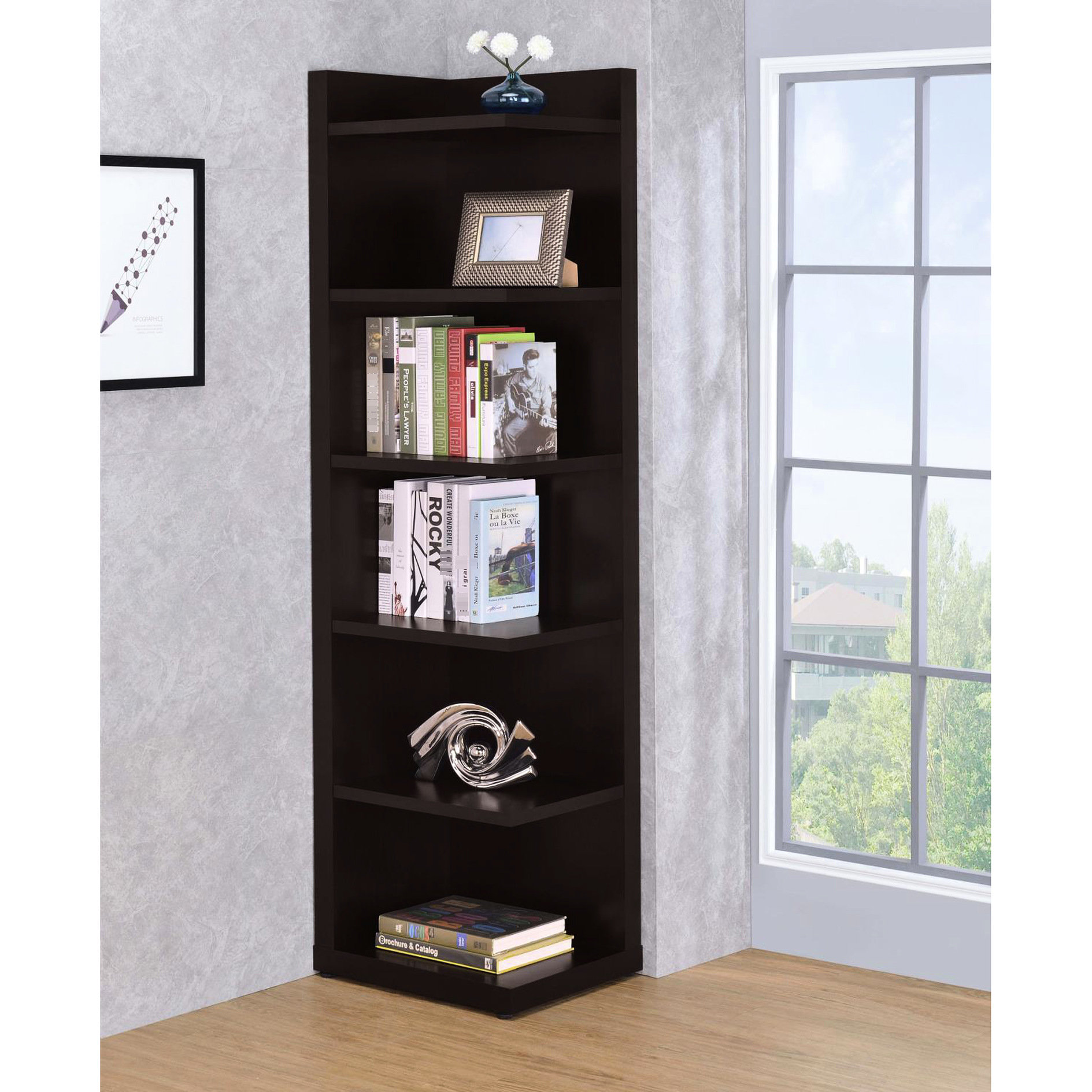 ArtisanArcade 6-Shelf Bookcase In Cappuccino - Add Elegance To Your ...