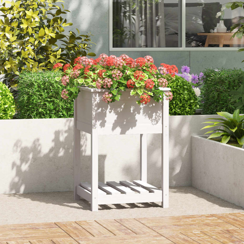 Aalap Wood Raised Garden Bed, White, 81cm H x 54cm W x 54cm D