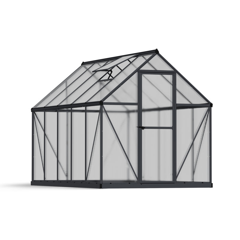 Mythos 6 Ft W x 4 Ft D Greenhouse, 208cm H x 185cm W x 247cm D, Grey