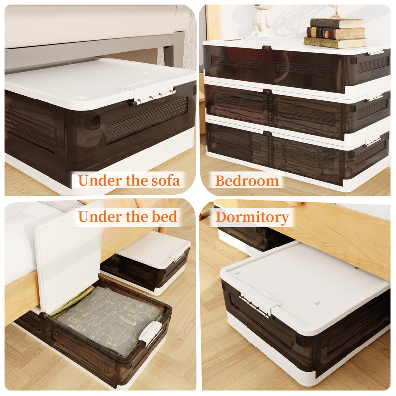 Storage Bin Under Bed Storage Containers Stackable Underbed Storage with Wheels, 87.82 qt., Brown