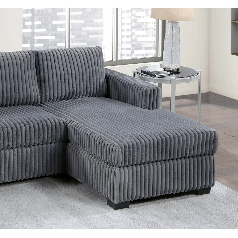Canapé modulaire de style contemporain 2pc, Gris foncé
