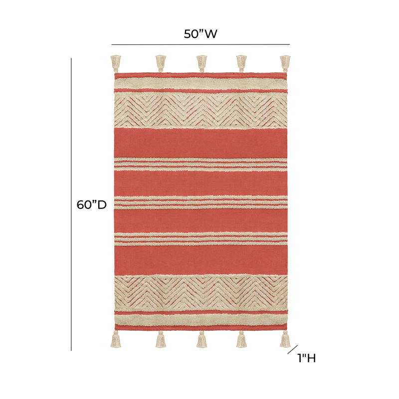 Jassey Pink and White Woven Cotton Throw Blanket