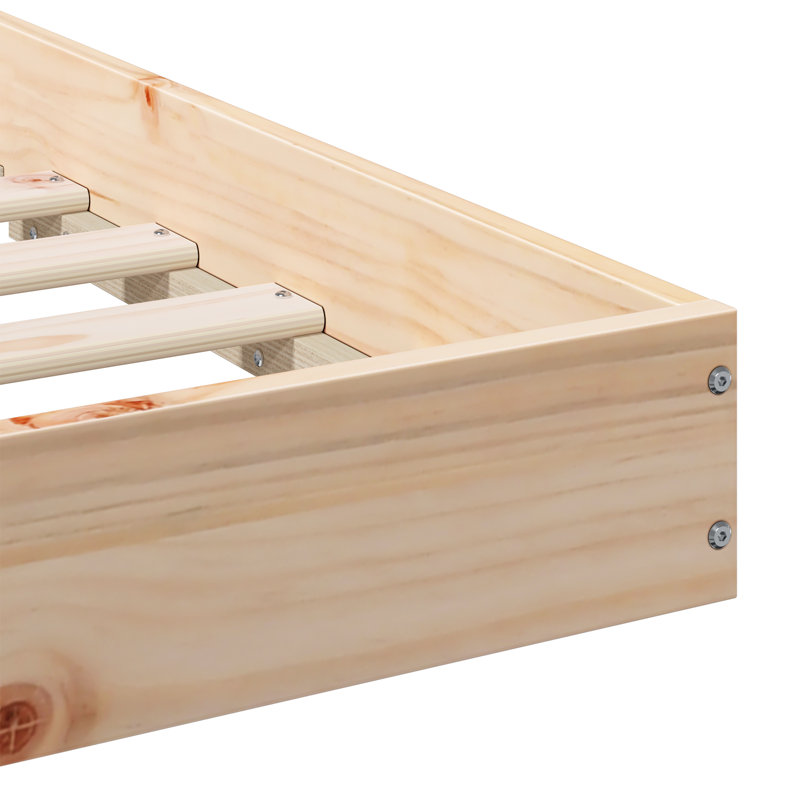 Bed Frame Solid Pine Wood, 160 x 220cm, Brown