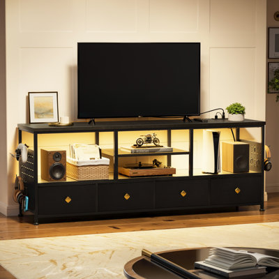 Twanette TV Stand for TVs up to 70", Large LED Media Console with Charging Station