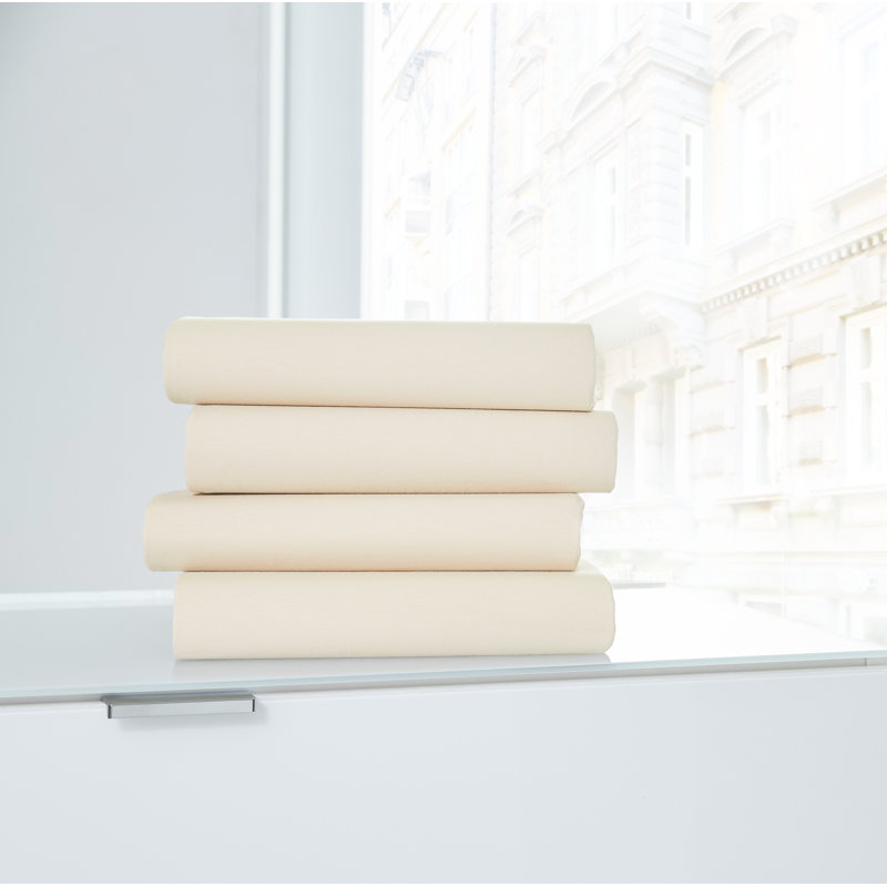 Cotton Blend Jersey Knit Fitted Sheet, 90 - 100cm x 200 - 220cm, White