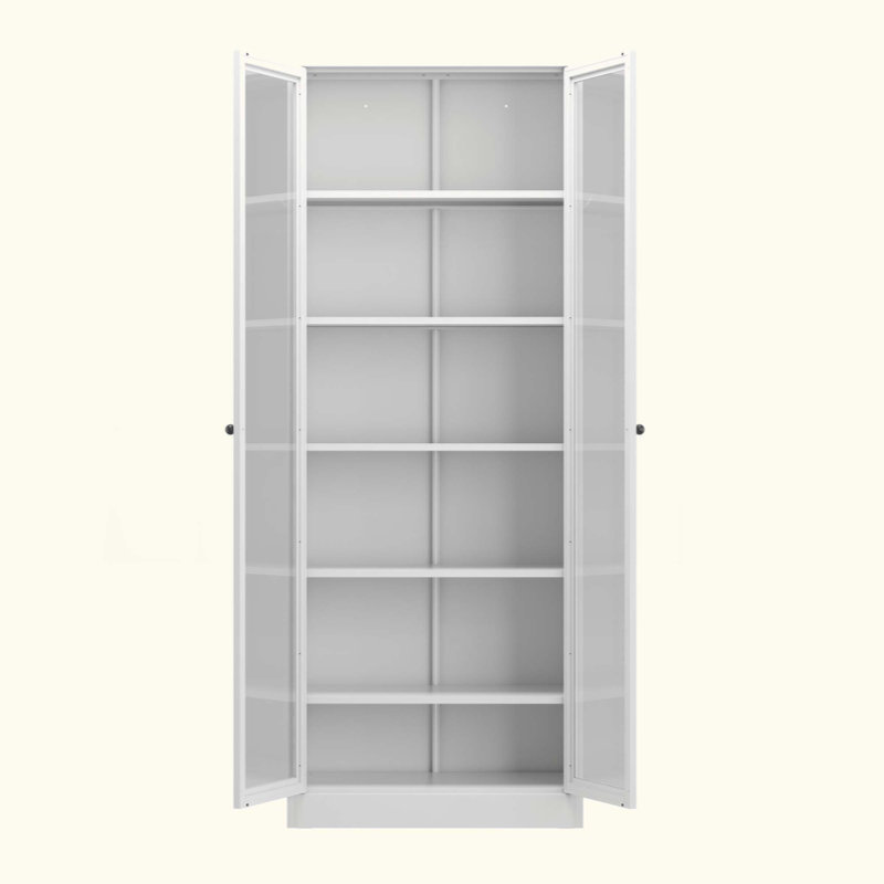 Armoire de cuisine en métal - rangement avec 5 tablettes réglables, armoire autoportante blanche pour cuisine / garde-manger / salle de bain