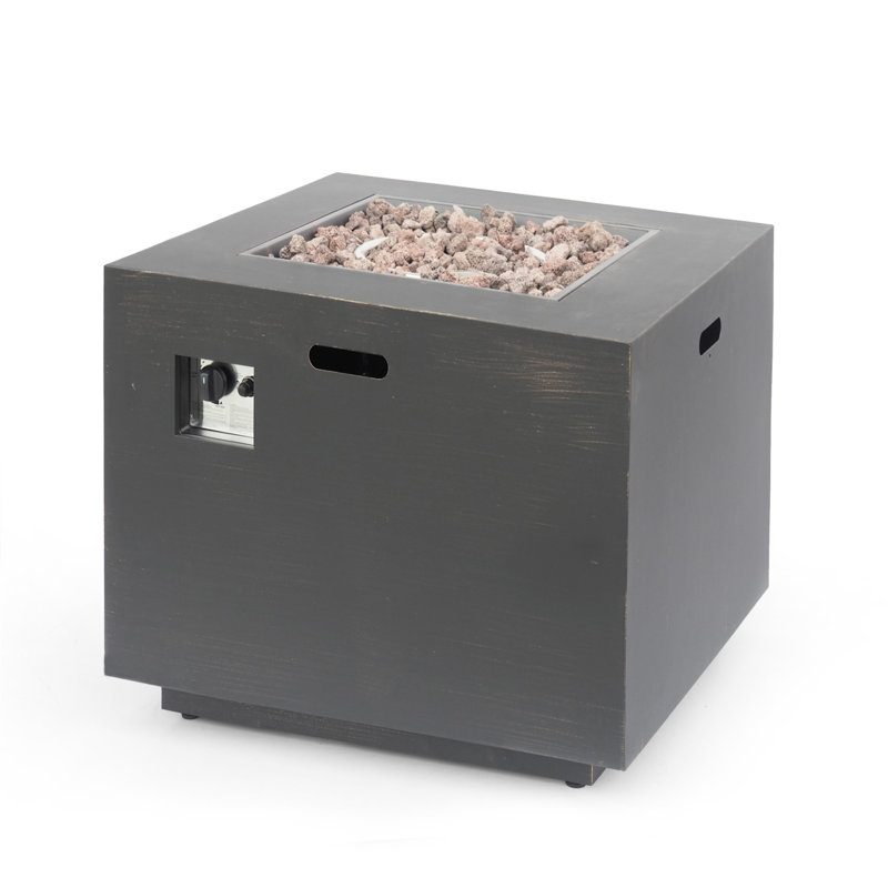 33" Outdoor Iron Square Propane Fire Pit, Brown