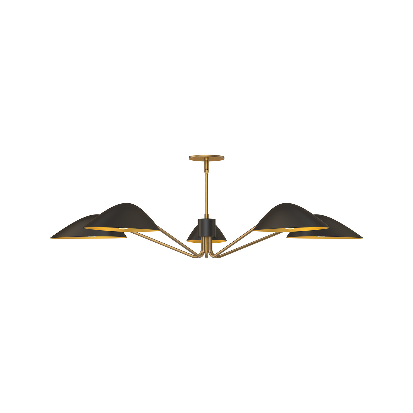 Raelle 5 Light Metal Pendant, Aged Gold/Matte Black