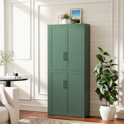 67″ H Freestanding Accent Storage Cabinet with Adjustable Shelves Tall Kitchen Pantry for Living Room Entryway
