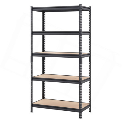 Étagère de rangement réglable à 5 niveaux, capacité de 2 000 lb, étagère de rangement de garage robuste, étagère utilitaire en métal, pour la salle de bain du sous-sol de cuisine, l 32,36 po x P 16,34 po x H 62,76 po