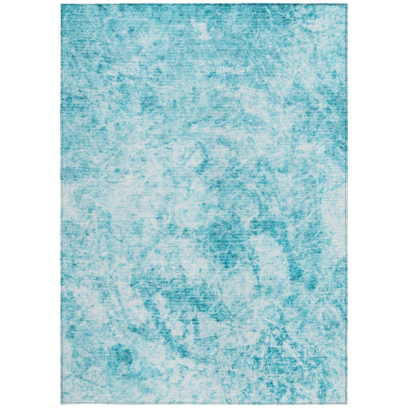 Tapis extérieur lavable antidérapant 9 pi x 12 pi bleu sarcelle