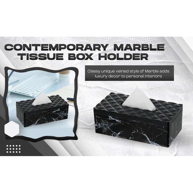 Anta Tissue Paper Box with Elegant Marble Printing, Black