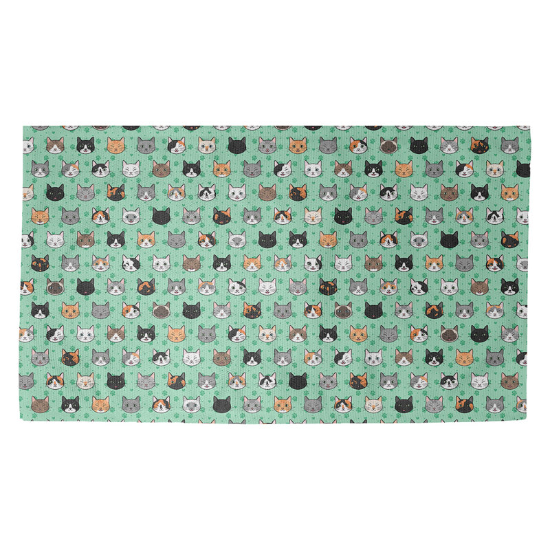 Tapis de porte d’intérieur anti-dérapant pour chat kitty Kitterman, Rectangle 3 pi 3 po x 5 pi 3 po