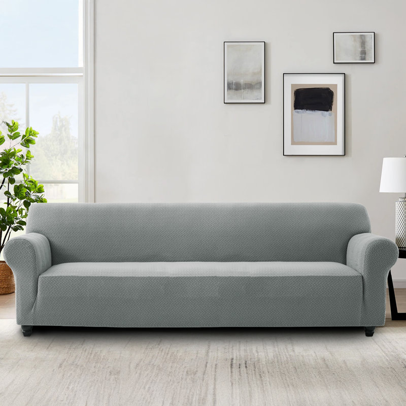 Premium Quality Stretchable Spandex Sofa Cover, Grey, 179cm H x 320cm W x 14cm D